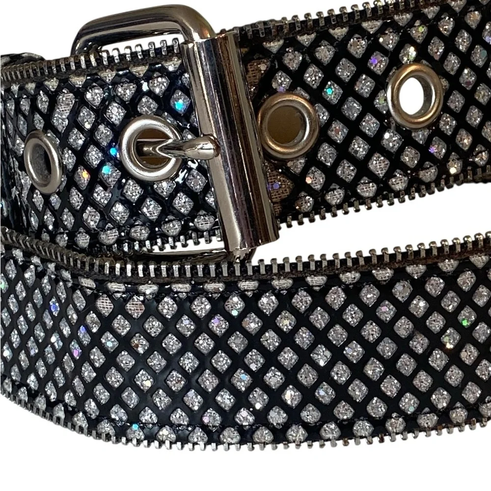 Chic Black and Silver Women's Belt - Picture 2 of 6